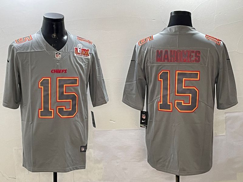 Men Kansas City Chiefs 15 Mahomes Grey 2025 Nike Vapor Limited NFL Jersey style 2102